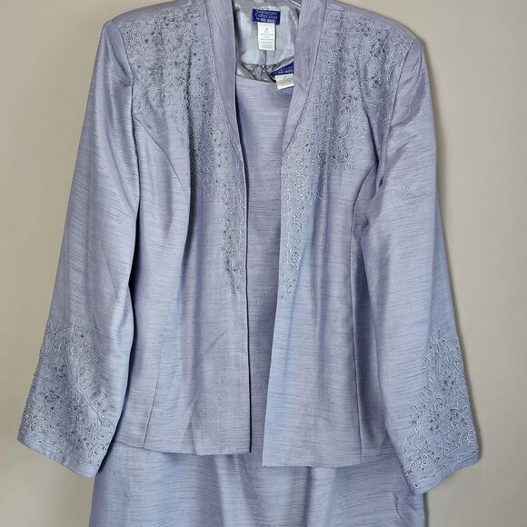 Signature Collection By Vicki Wayne Women's Maxi Dress Jacket Grey Size 16 Prof. - Picture 2 of 11